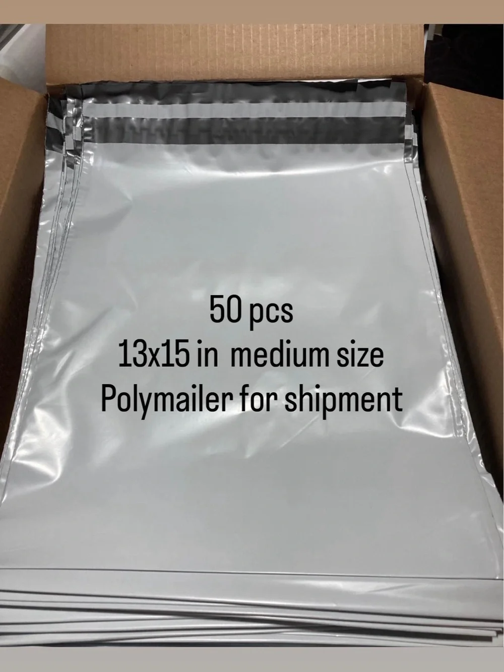 50 Pack Silver Poly Mailers 13x15